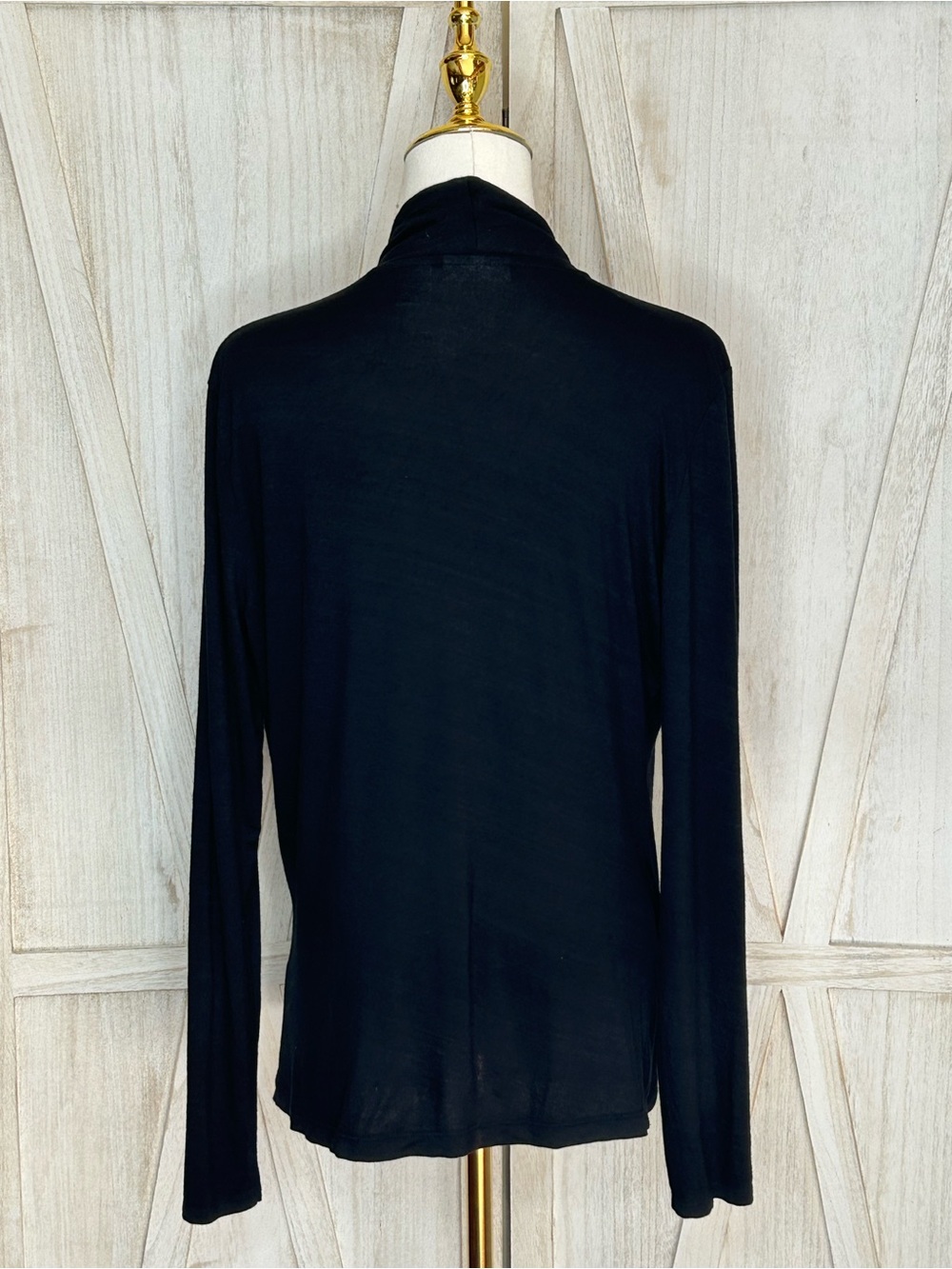 Christian Siriano Black Draped Long-Sleeve Wrap Top Minimalist SzM Day to Night - Picture 2 of 9